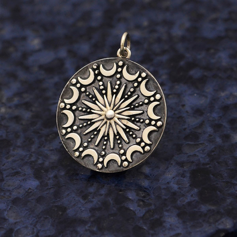 Sterling Silver Sun and Moon Mandala Pendant