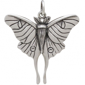  Sterling Silver Luna Moth Pendant 28x24mm