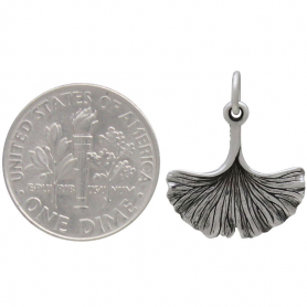 Sterling Silver Ginkgo Leaf Charm 20x16mm