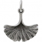 Sterling Silver Ginkgo Leaf Charm 20x16mm