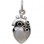  Sterling Silver Small 3D Anatomical Heart Charm 