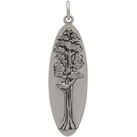 Sterling Silver Oval Sequoia Tree Pendant