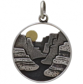 Sterling Silver Layer Canyon Charm with Bronze Sun