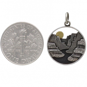 Sterling Silver Layer Canyon Charm with Bronze Sun