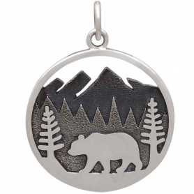  Sterling Silver Bear Charm in Mountain Meadows
