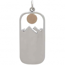 Silver Rectangle Tree Pendant with Bronze Sun