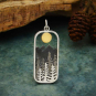 Silver Rectangle Tree Pendant with Bronze Sun