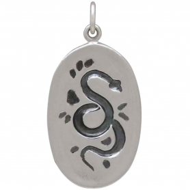 Sterling Silver Flower and Snake Pendant