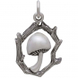 Sterling Silver Mushroom Charm with Branch Frame