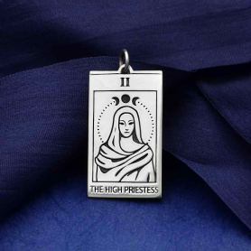 Sterling Silver High Priestess Tarot Card Charm 30x14mm