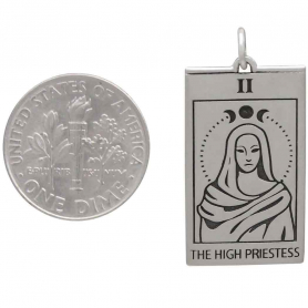 Sterling Silver High Priestess Tarot Card Charm