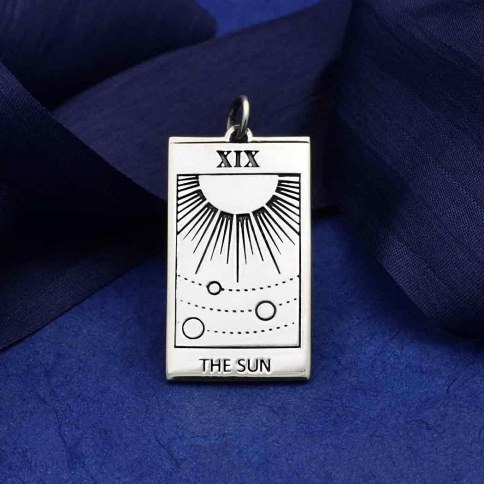 Sterling Silver Sun Tarot Card Charm