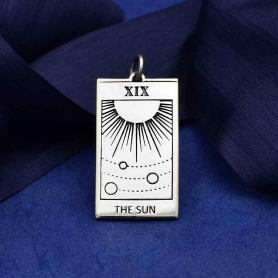 Sterling Silver Sun Tarot Card Charm 30x14mm