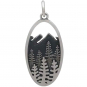 Sterling Silver Layered Tree and Mountain Oval Charm