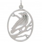 Sterling Silver Raven Pendant in Oval Frame