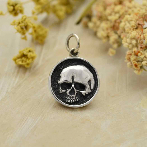 Sterling Silver Shadow Box Skull Charm 