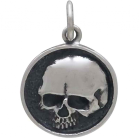 Sterling Silver Shadow Box Skull Charm 