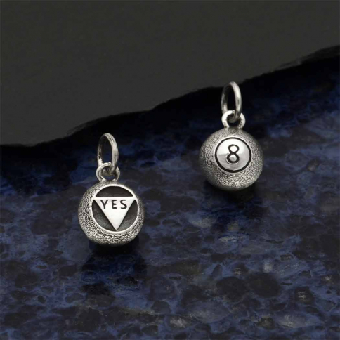 Sterling Silver Magic Eight Ball Charm 13x8mm