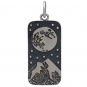 Sterling Silver Full Moon and Snowy Mountain Pendant 26x10mm