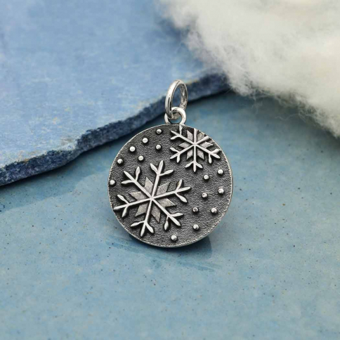 Sterling Silver Falling Snowflakes Pendant 20x15mm