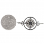 Sterling Silver Horizontal Compass Charm Link 16x29mm