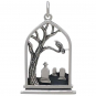 Sterling Silver Graveyard Charm 29x17mm