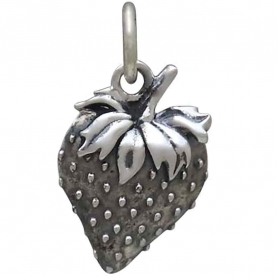 Sterling Silver Strawberry Charm 17x9mm