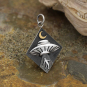Silver Alien Abduction UFO Pendant with Bronze Moon 27x18mm