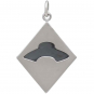 Silver Alien Abduction UFO Pendant with Bronze Moon 27x18mm