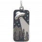 Sterling Silver UFO and Trees Charm 26x10mm