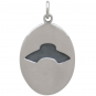 Sterling Silver UFO in Clouds Pendant 26x15mm