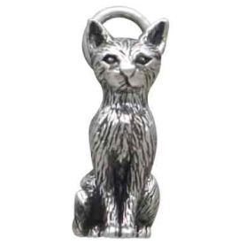 Sterling Silver 3D Cat Pendant 16x6mm