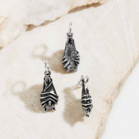 Sterling Silver Small Hanging Bat Charm 18x7mm