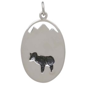 Sterling Silver Elk in Meadow Pendant Back View