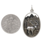 Sterling Silver Elk in Meadow Pendant with Dime
