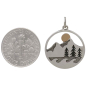 Mixed Metal Mountain Trees and Waves Layered Pendant with Dime