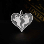 Sterling Silver Two Ghosts in a Heart Pendant 20x20mm