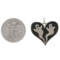 Sterling Silver Two Ghosts in a Heart Pendant with Dime