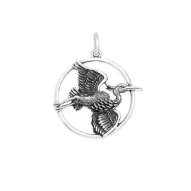 Sterling Silver Flying Heron Charm 25x21mm