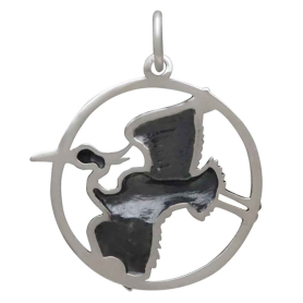 Sterling Silver Flying Heron Charm Back View