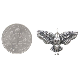 Sterling Silver Flying Owl Charm with Dime