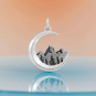Sterling Silver Crescent Moon Mountain Range Charm