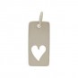 Sterling Silver Rectangle Charm with Heart Cutout 18x7mm