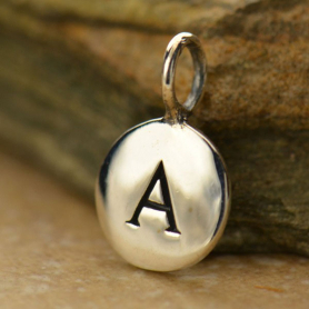 Sterling Silver Initial Charms - Letter A 13x8mm