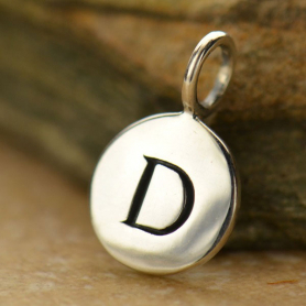 Sterling Silver Initial Charms - Letter D 13x8mm