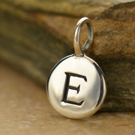 Sterling Silver Initial Charms - Letter E 13x8mm