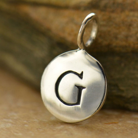Sterling Silver Initial Charms - Letter G 13x8mm