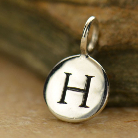 Sterling Silver Initial Charms - Letter H 13x8mm