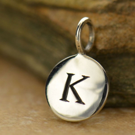 Sterling Silver Initial Charms - Letter K 13x8mm