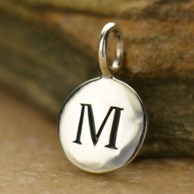 Sterling Silver Initial Charms - Letter M 13x8mm